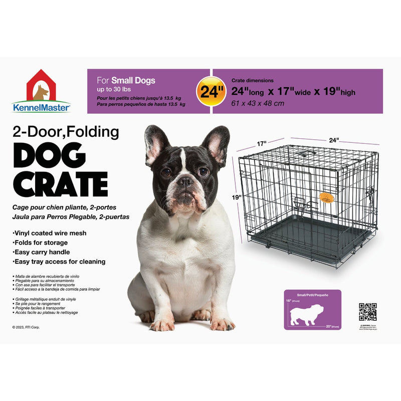 KennelMaster 17 In. W. x 19 In. H. x 24 In. L. Folding Kennel Crate