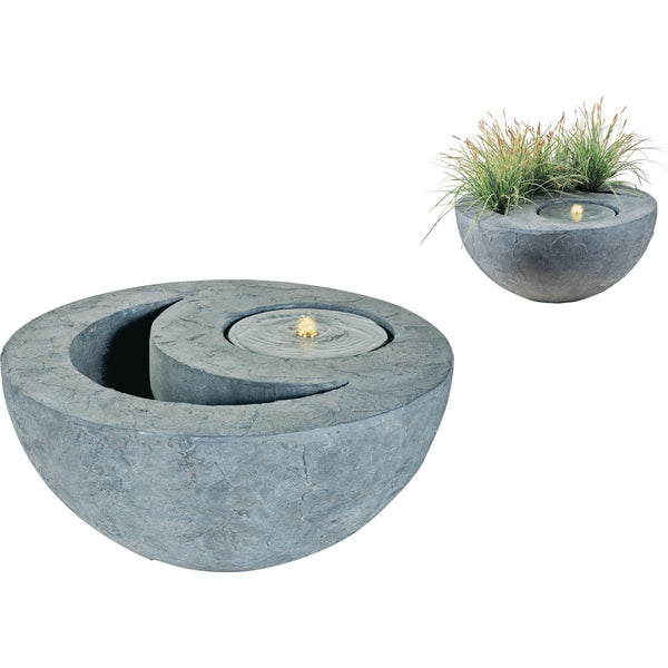 Lumineo Anthracite GRC Bowl Fountain with Planter