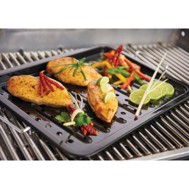 GrillPro 11 In. W. x 16 In. L. Porcelain Coated Stainless Steel Grill Topper Tray