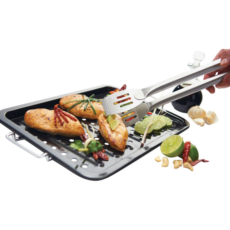 GrillPro 11 In. W. x 16 In. L. Porcelain Coated Stainless Steel Grill Topper Tray