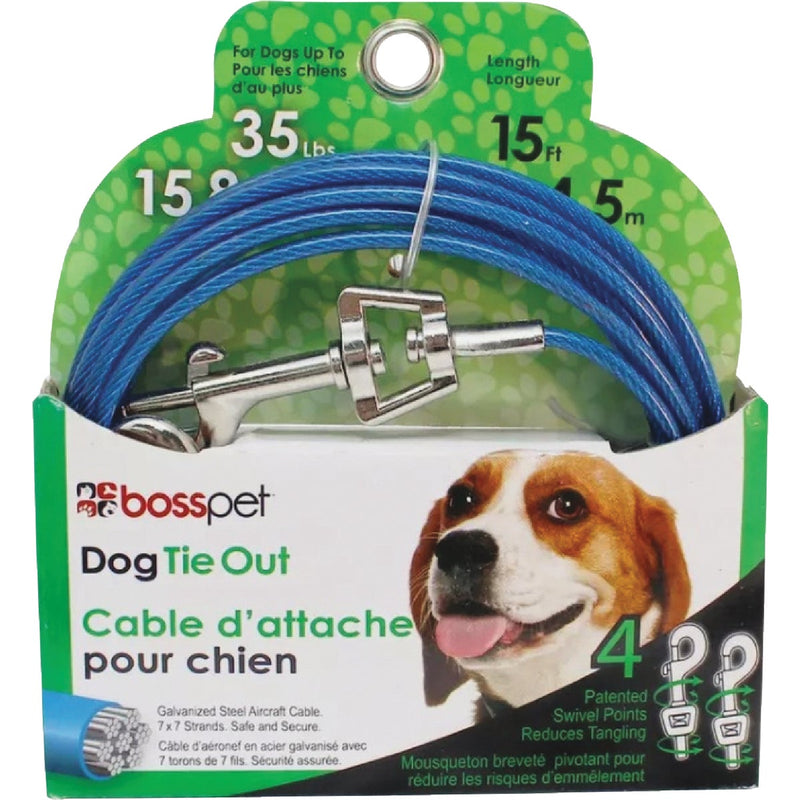 Boss Pet Guardian Gear Medium Dog Swivel Snap Dog Tie-Out, 15 Ft.