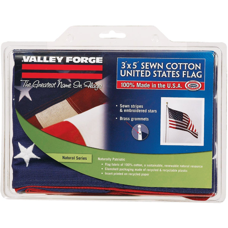 Valley Forge 3 Ft. x 5 Ft. Cotton Natural Series American Flag