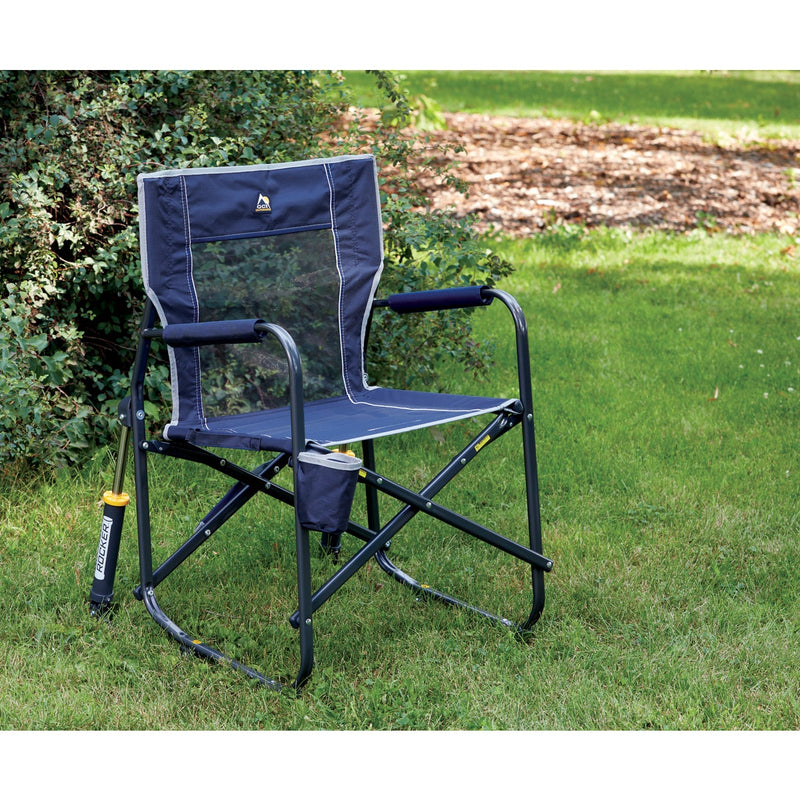 GCI Outdoor Freestyle Indigo PVC-Backed Polyester Powder-Coated Steel Folding Rocker