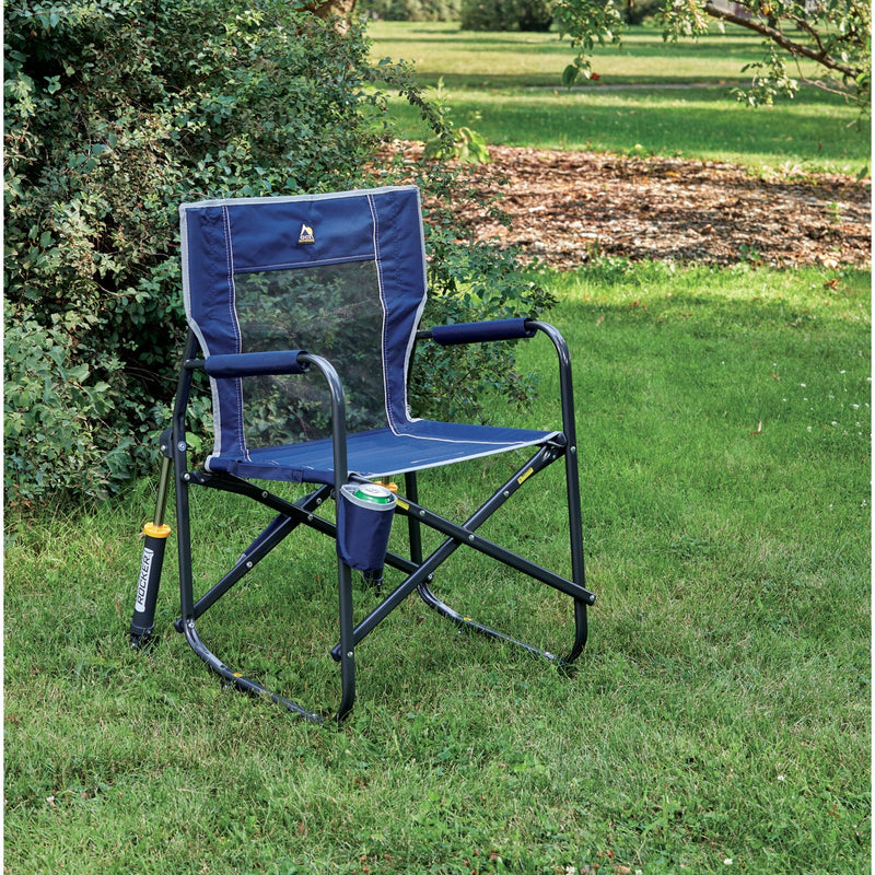 GCI Outdoor Freestyle Indigo PVC-Backed Polyester Powder-Coated Steel Folding Rocker