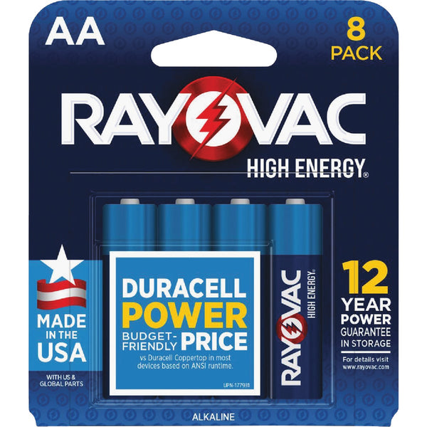 Rayovac High Energy AA Alkaline Battery (8-Pack)