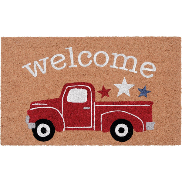 Natco Home 18 In. x 30 In. Coir Outdoor Doormat, Welcome Patriotic Truck