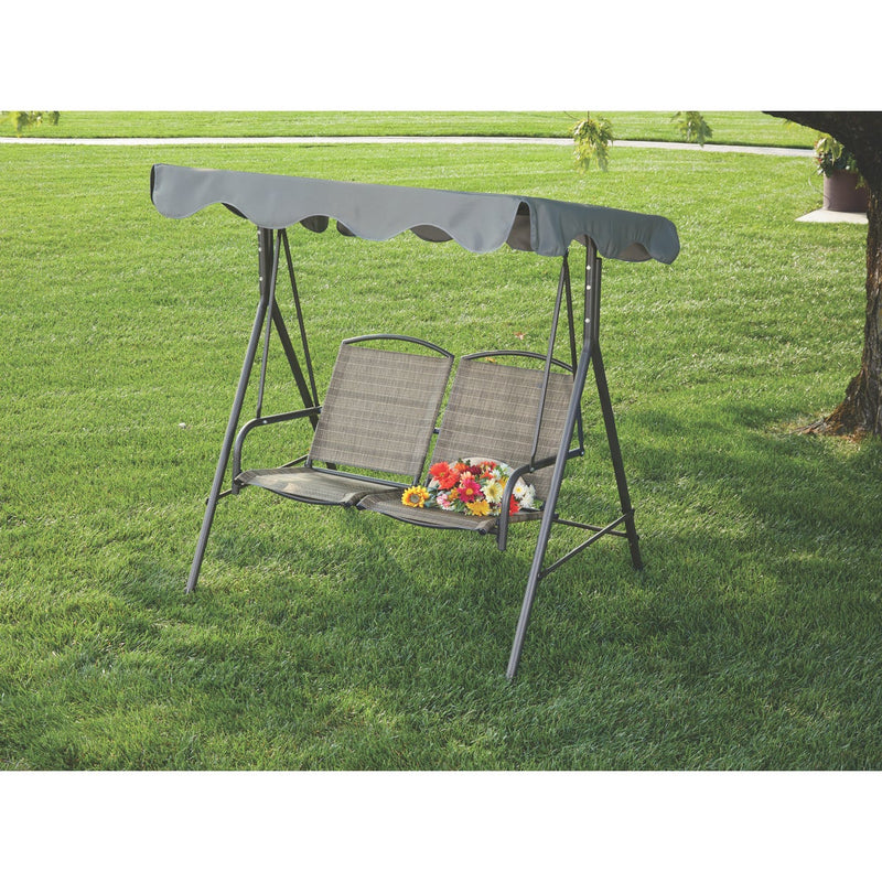 Outdoor Expressions 2-Person 61.41 In. W. x 64.96 In. H. x 47.24 In. D. Brown Patio Swing