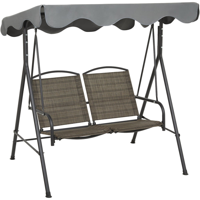 Outdoor Expressions 2-Person 61.41 In. W. x 64.96 In. H. x 47.24 In. D. Brown Patio Swing