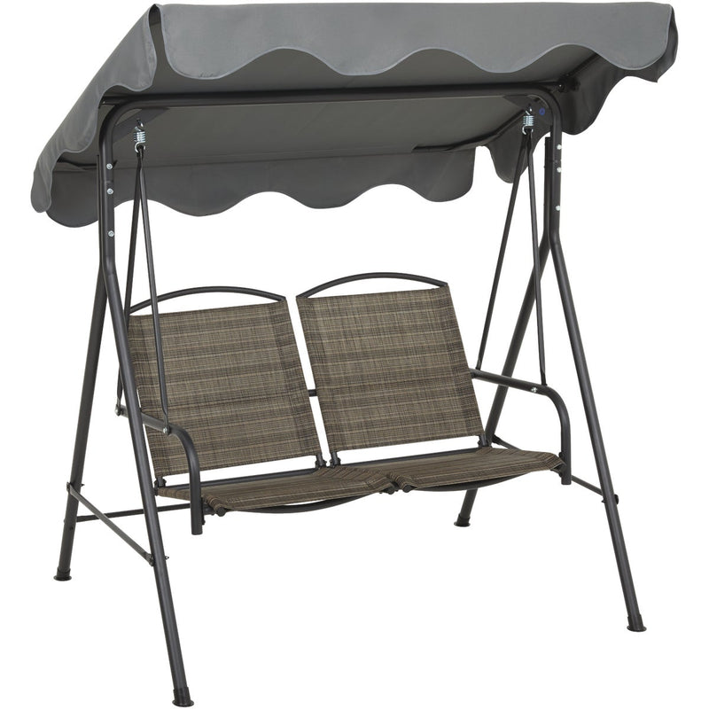 Outdoor Expressions 2-Person 61.41 In. W. x 64.96 In. H. x 47.24 In. D. Brown Patio Swing