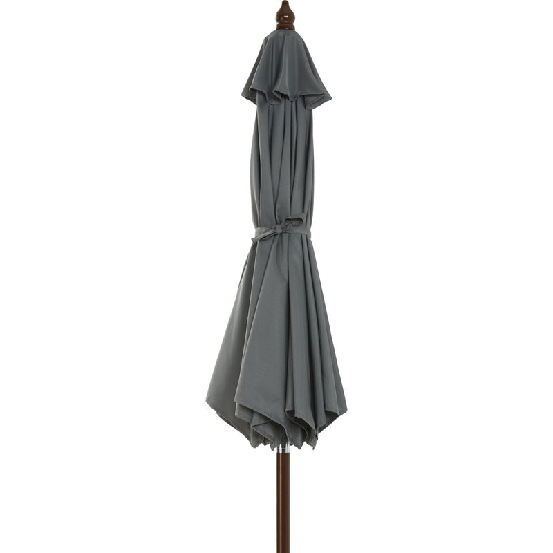 Outdoor Expressions 9 Ft. Pulley Gray Market Patio Umbrella with Chrome Plated Hardware