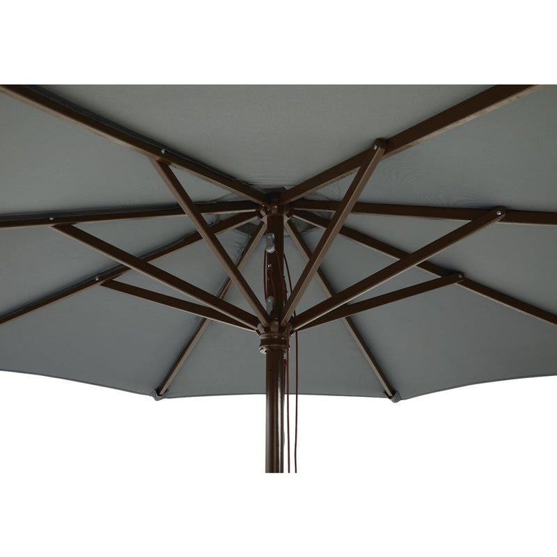 Outdoor Expressions 9 Ft. Pulley Gray Market Patio Umbrella with Chrome Plated Hardware