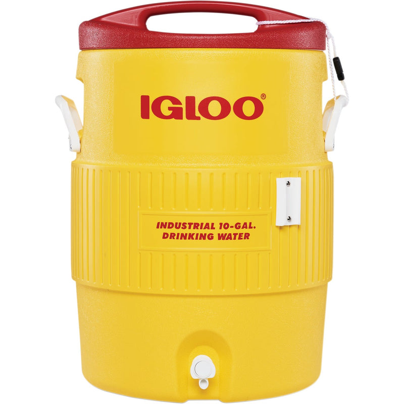 Igloo 10 Gal. Yellow Industrial Water Jug with Cup Dispenser Bracket