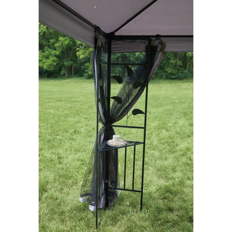 Outdoor Expressions 10 Ft. x 10 Ft. Gray & Black Steel Gazebo with Sides