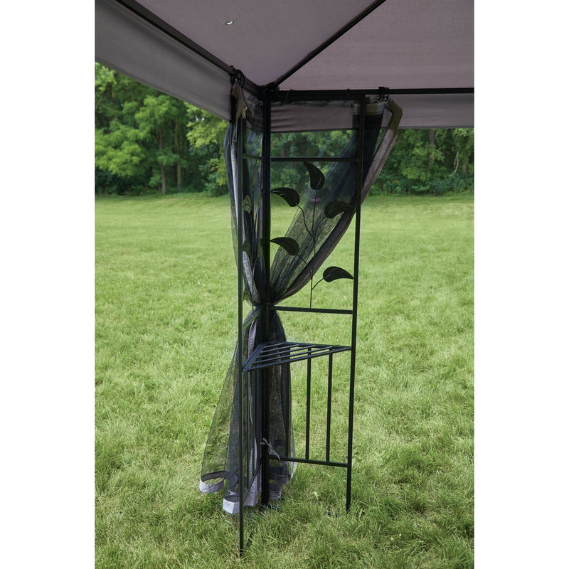 Outdoor Expressions 10 Ft. x 10 Ft. Gray & Black Steel Gazebo with Sides