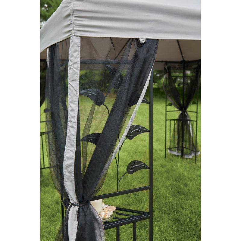 Outdoor Expressions 10 Ft. x 10 Ft. Gray & Black Steel Gazebo with Sides