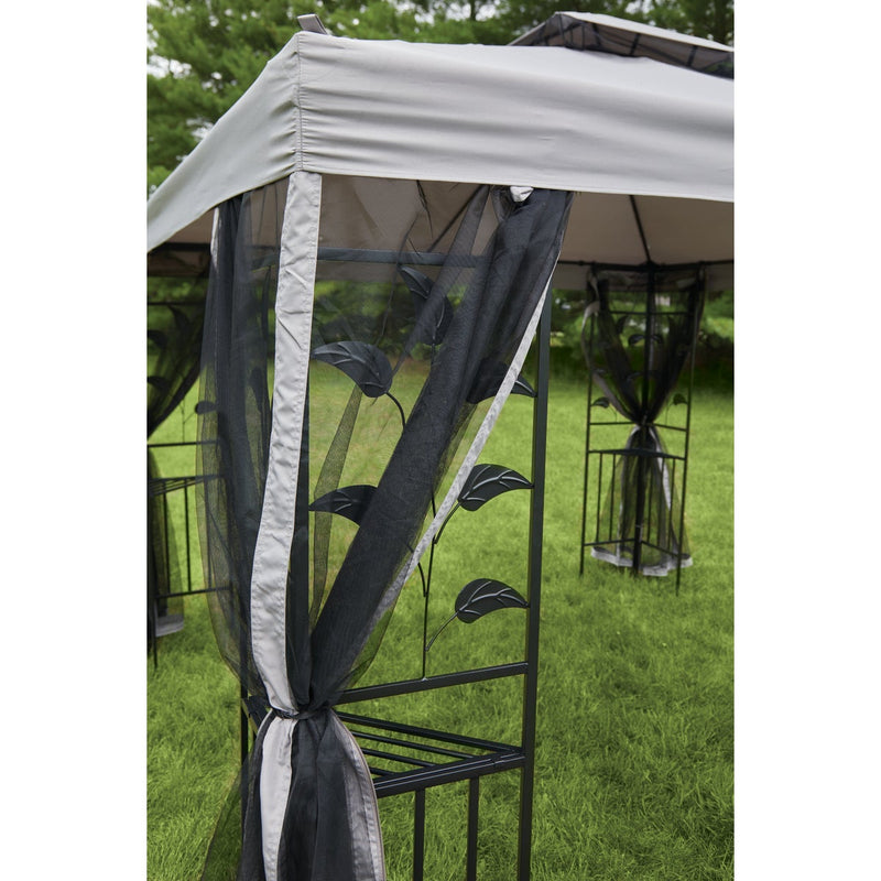 Outdoor Expressions 10 Ft. x 10 Ft. Gray & Black Steel Gazebo with Sides