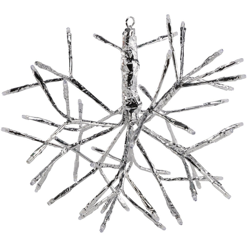 Alpine 10 In. LED 48-Bulb Cool White Hanging Twig Snowflake Ornament Light Decoration