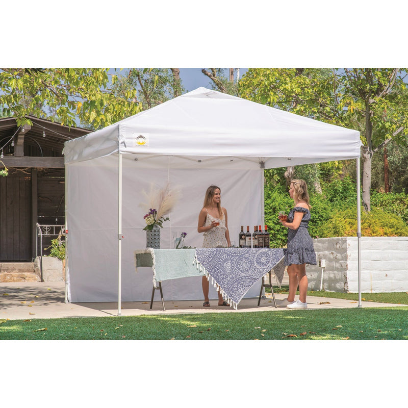 Crown Shade 10 Ft. x 10 Ft. White Steel Frame White Commercial Canopy with 1 Side Wall