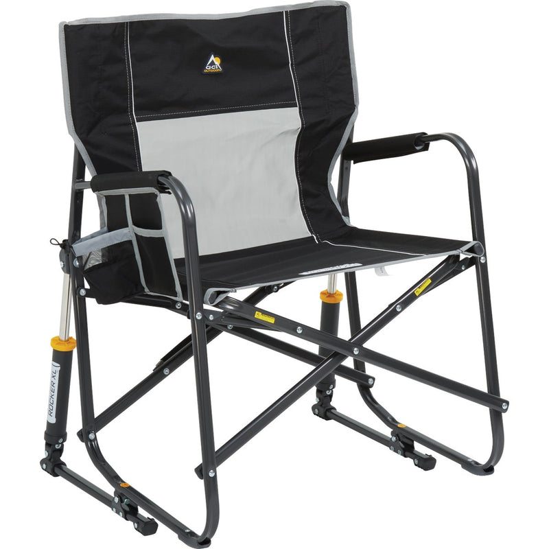 GCI Outdoor Freestyle Black PVC-Backed Polyester Powder-Coated Steel XL Folding Rocker