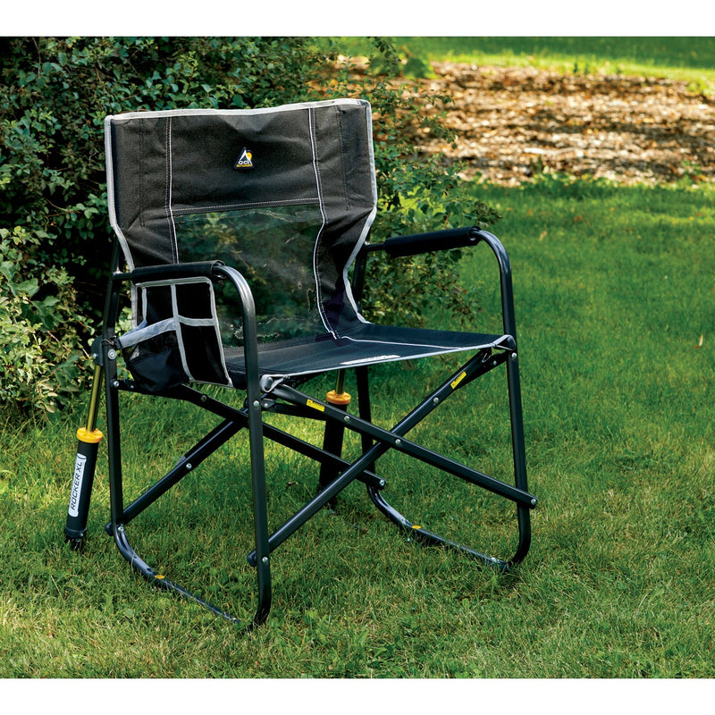 GCI Outdoor Freestyle Black PVC-Backed Polyester Powder-Coated Steel XL Folding Rocker