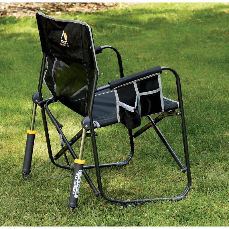 GCI Outdoor Freestyle Black PVC-Backed Polyester Powder-Coated Steel XL Folding Rocker