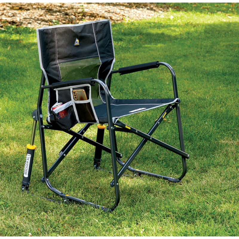 GCI Outdoor Freestyle Black PVC-Backed Polyester Powder-Coated Steel XL Folding Rocker