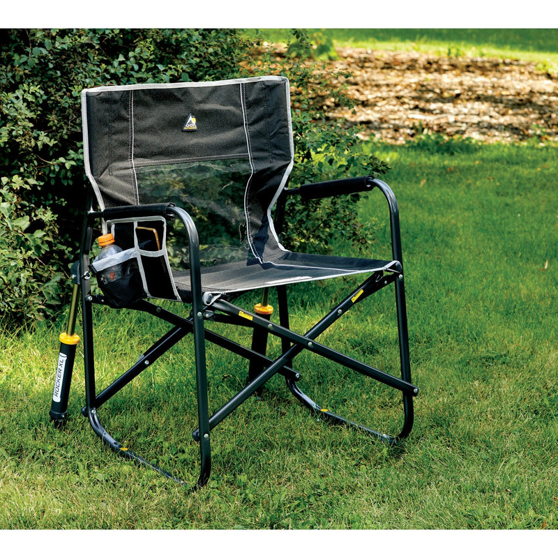 GCI Outdoor Freestyle Black PVC-Backed Polyester Powder-Coated Steel XL Folding Rocker