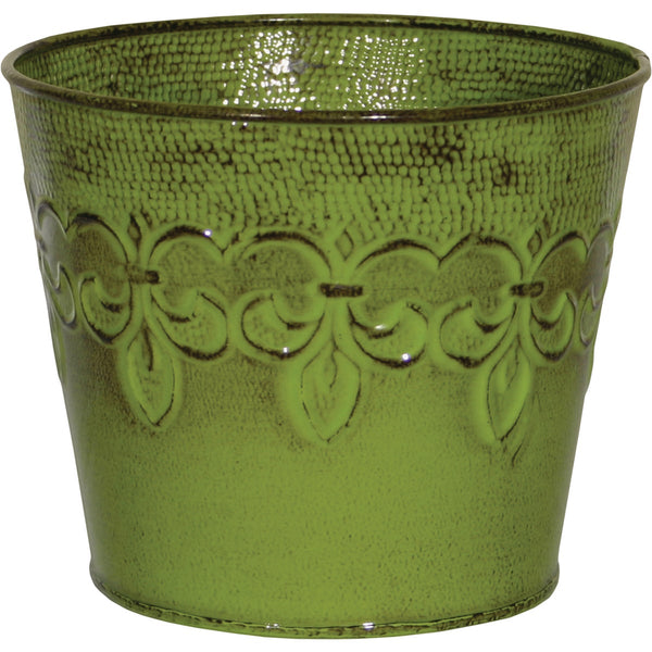 Robert Allen Fleur De Lis 10 In. Metal Tansy Green Planter