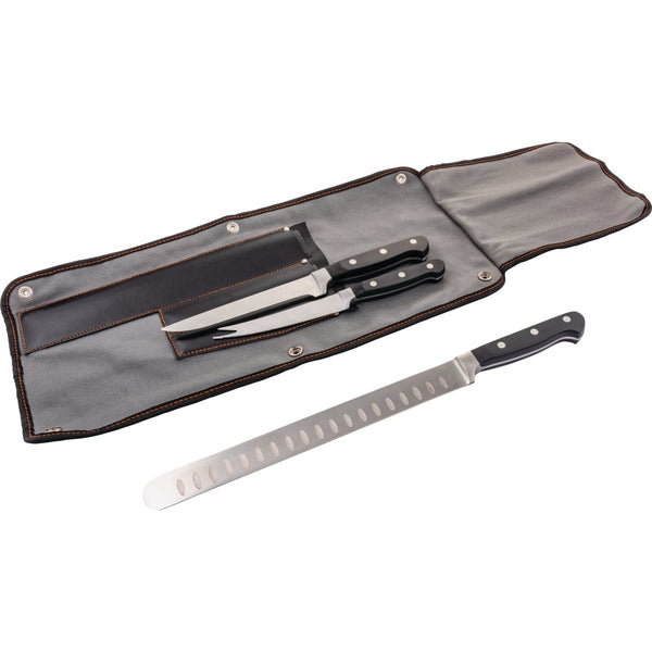 Oklahoma Joe's Blacksmith Stainless Steel 3-Piece BBQ Knife Set & Case