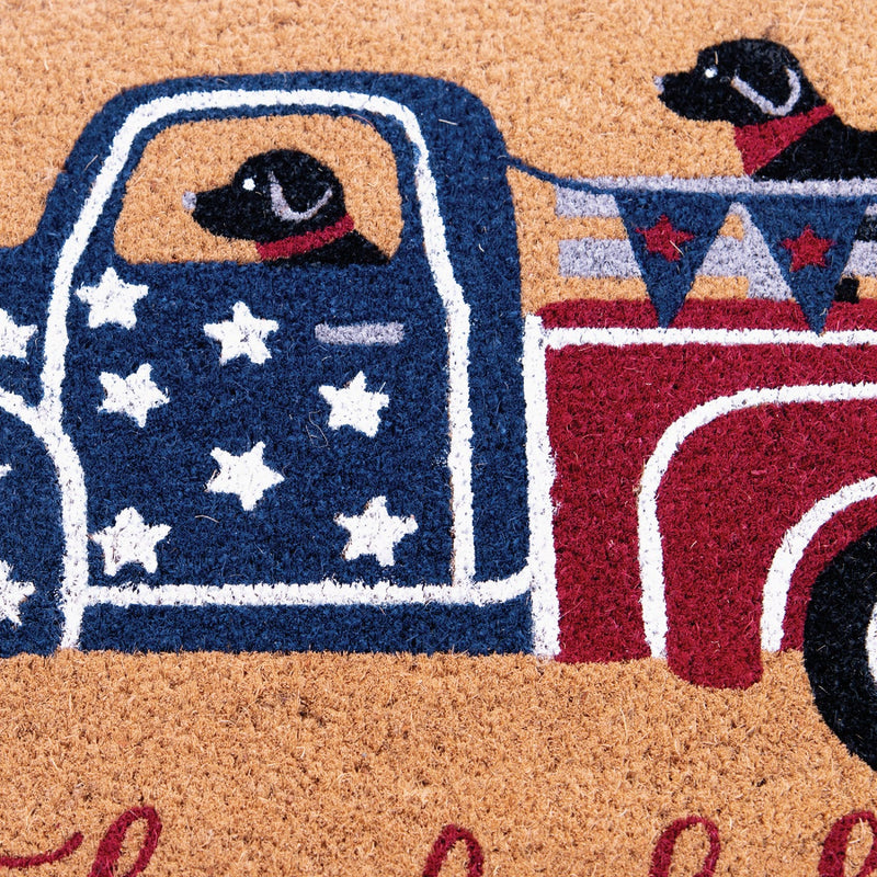 Natco Home 18 In. x 30 In. Coir Outdoor Doormat, Patriotic Dogs