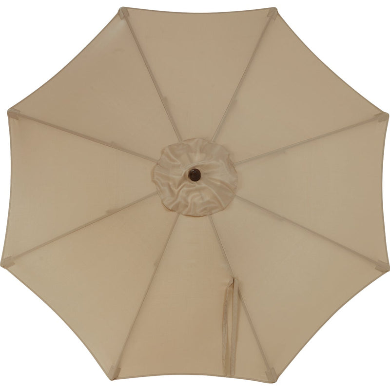 Outdoor Expressions 7.5 Ft. Pulley Tan Market Patio Umbrella with Chrome Plated Hardware