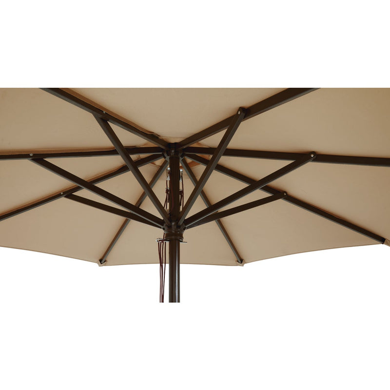 Outdoor Expressions 7.5 Ft. Pulley Tan Market Patio Umbrella with Chrome Plated Hardware