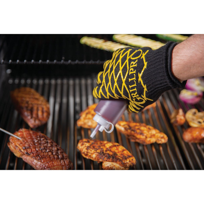 GrillPro One Size Fits Most Black & Yellow Heat Resistant Barbeque Mitt