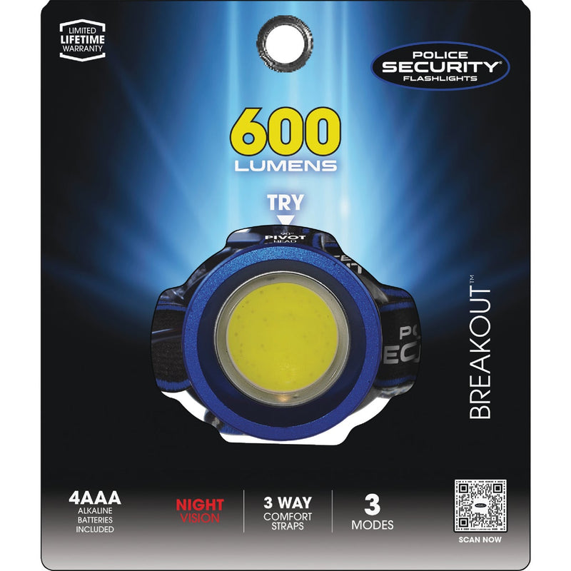 Police Security Breakout 600 Lm. 4AAA COB LED Headlamp