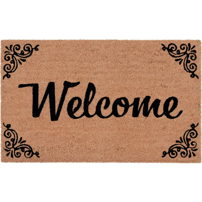 Natco Home 18 In. x 30 In. Coir Outdoor Doormat, Welcome Flourish Frame