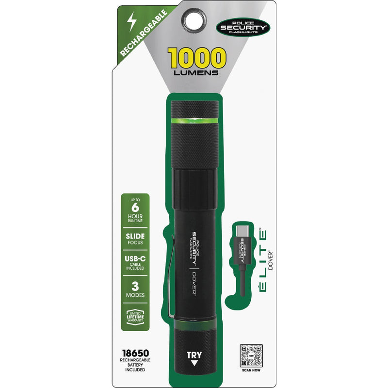 Police Security Dover LED Rechargeable Focusing Flashlight