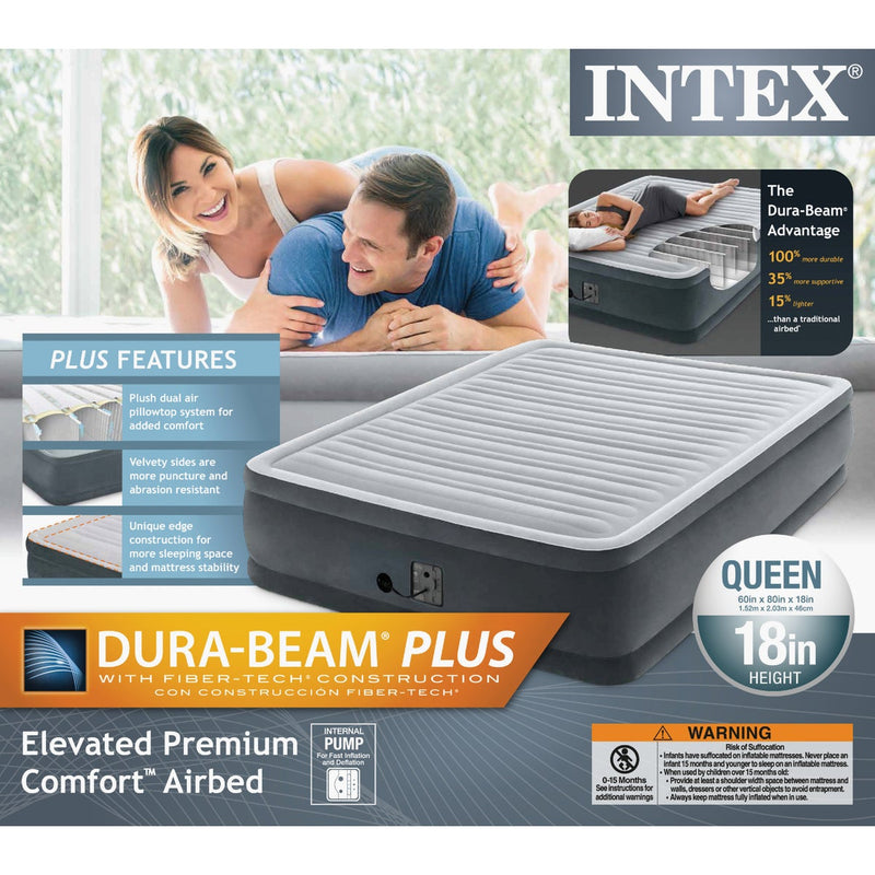 Intex Queen Size Air Mattress with Built-In Electric Pump