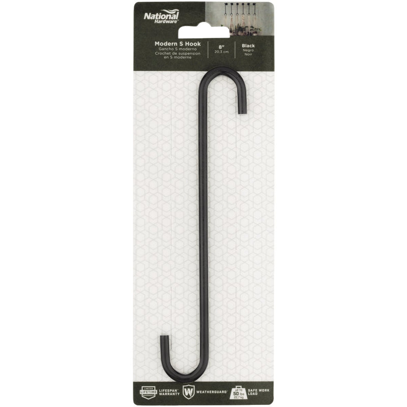 National 2649 8 In. Black Steel Modern Large S-Hook Plant Hanger