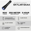 Police Security Skylar 6AAA 800 Lm. Focusing Industrial LED Flashlight