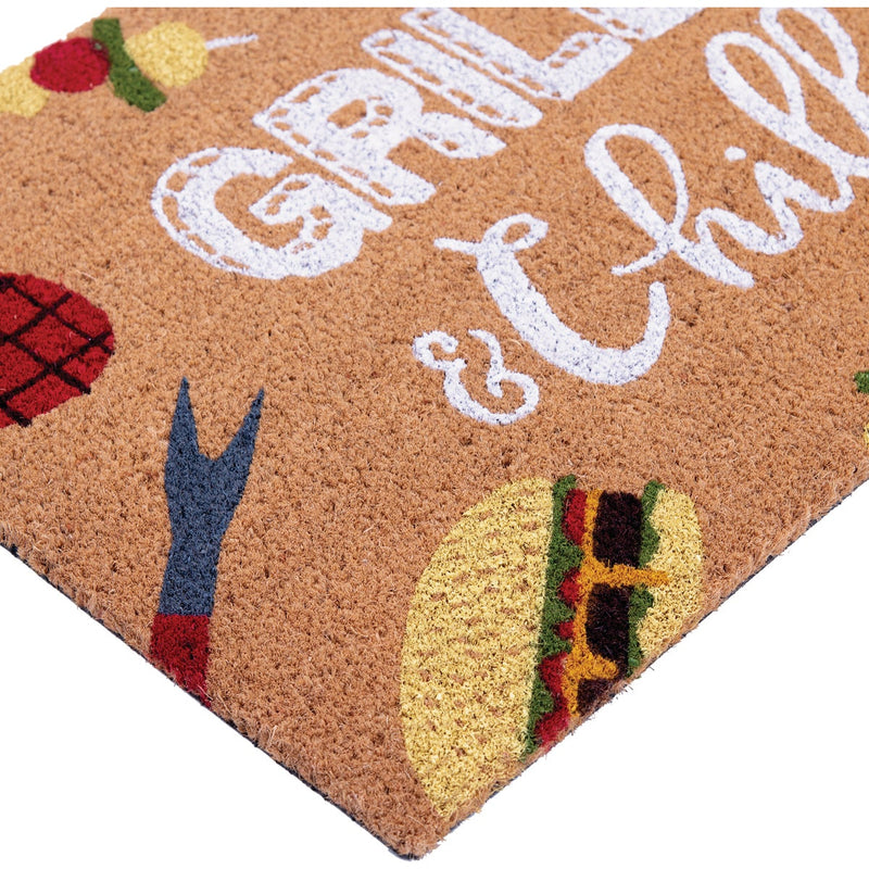 Natco Home 18 In. x 30 In. Coir Outdoor Doormat, Grillin' & Chillin'