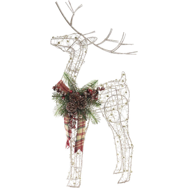 Alpine 36 In. Warm White LED Gold Wire Standing Christmas Reindeer Lighted Decoration