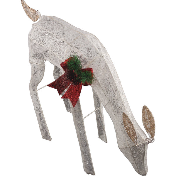Alpine 28 In. Cool White LED White Mesh Grazing Deer Lighted Decoration