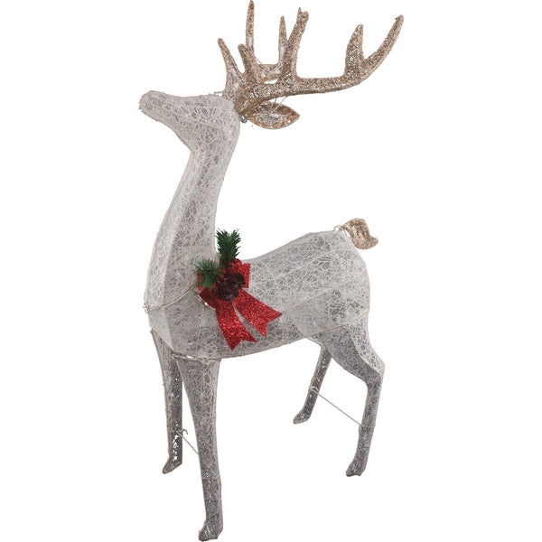 Alpine 50 In. Cool White LED White Mesh Standing Deer Lighted Decoration
