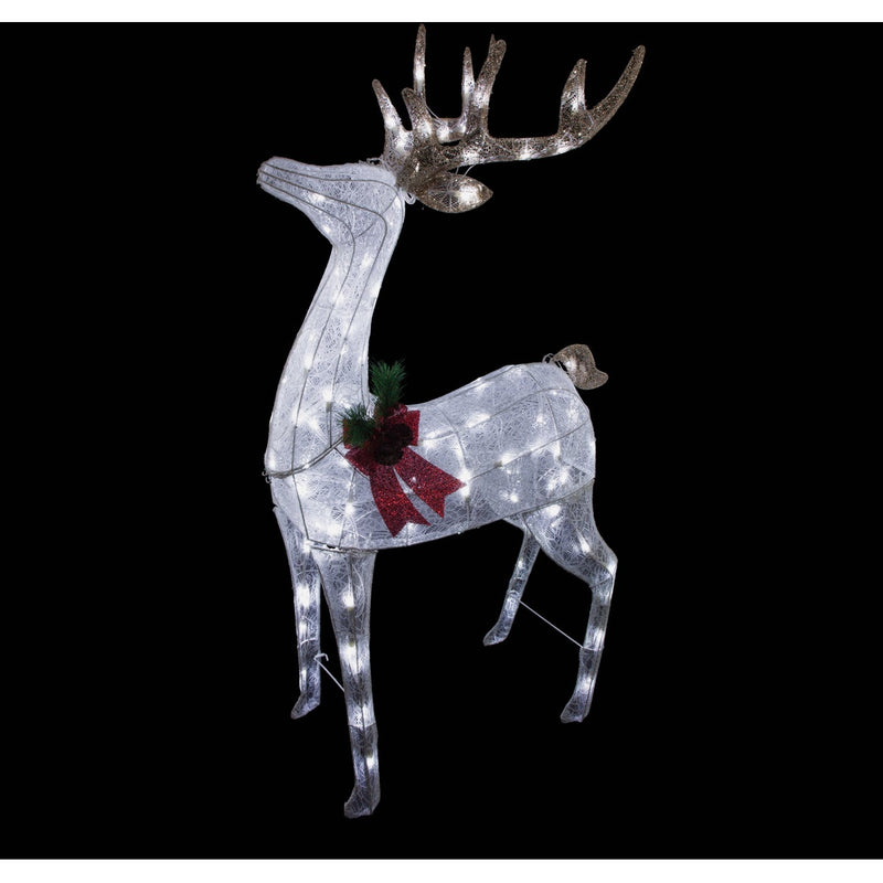 Alpine 50 In. Cool White LED White Mesh Standing Deer Lighted Decoration