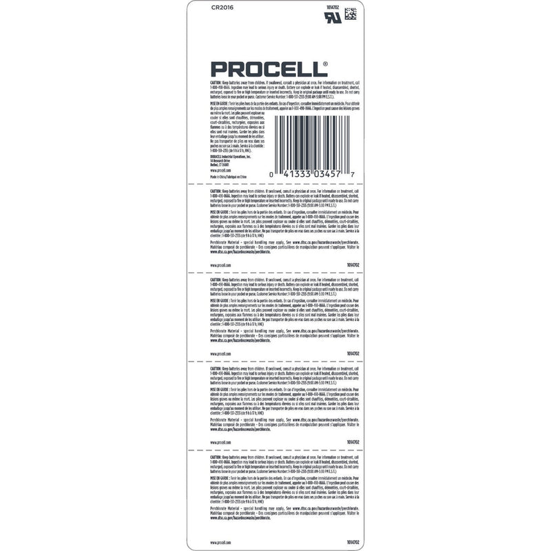 Procell 2016 Lithium 3.0V Coin Cell Battery (5-Pack)