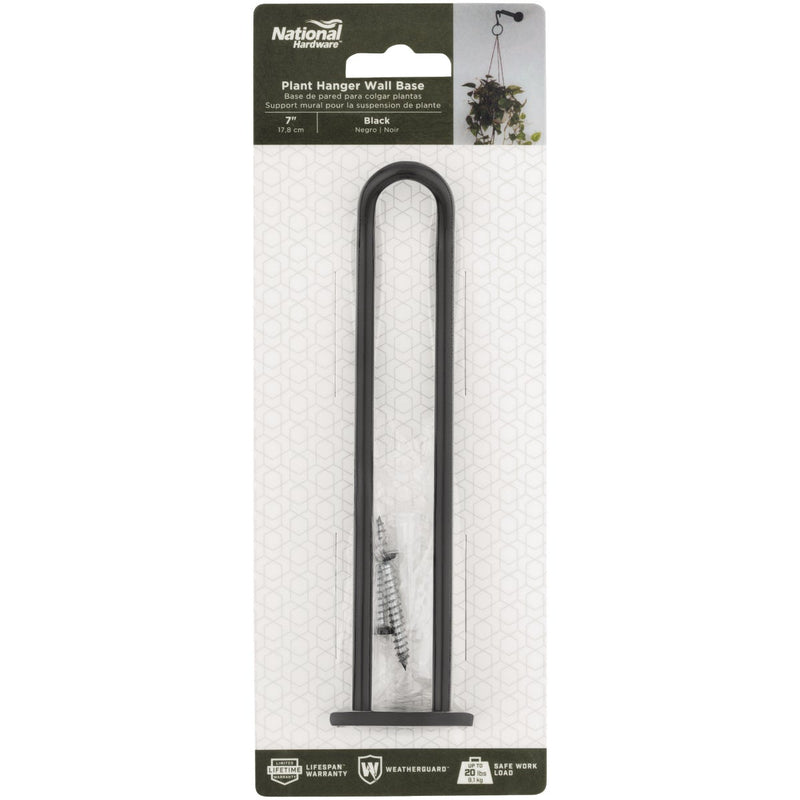 National 2681 7 In. Black Steel Wall Base Plant Hanger