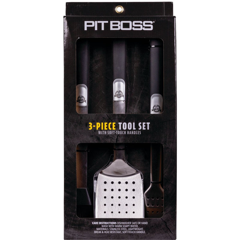 Pit Boss Rubber Handles Stainless Steel Blade 3-Piece BBQ Tool Set