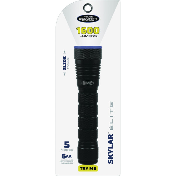 Police Security Skylar 6AA 1600 Lm. Focusing Industrial LED Flashlight