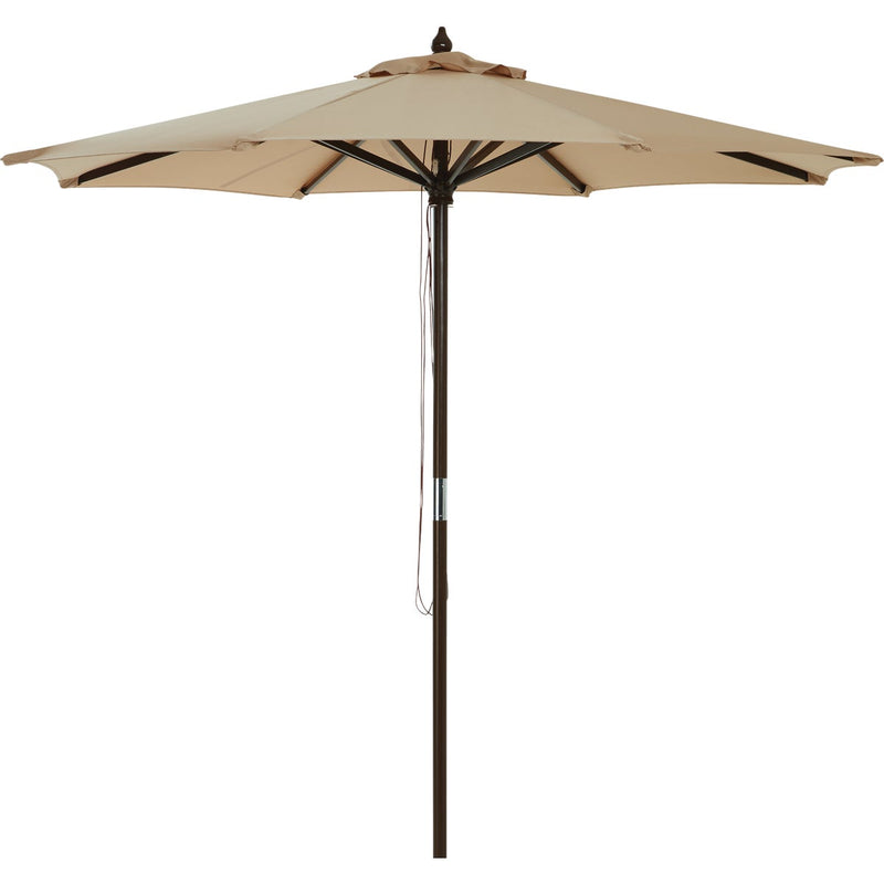 Outdoor Expressions 9 Ft. Pulley Tan Market Patio Umbrella with Chrome Plated Hardware