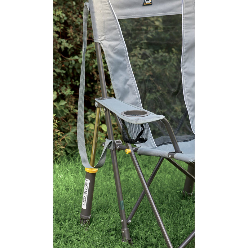 GCI Outdoor Comfort Pro Mercury Gray PVC-Backed Polyester Steel Powder-Coated Folding Rocker